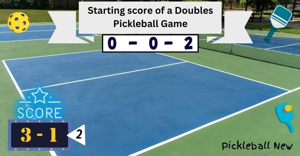 What is the starting score of a doubles pickleball game